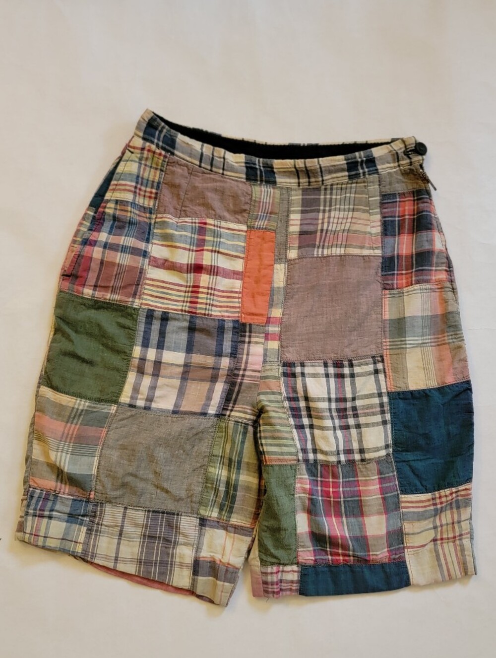 Vtg Madras Plaid Shorts 1960s Saks Fifth Avenue Juniorette Shop Patchwork  Sz S